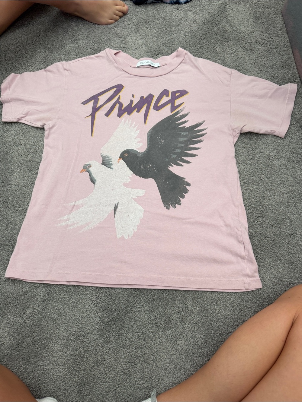 Daydreamer Pink Prince Graphic Tee with Dove Artwork